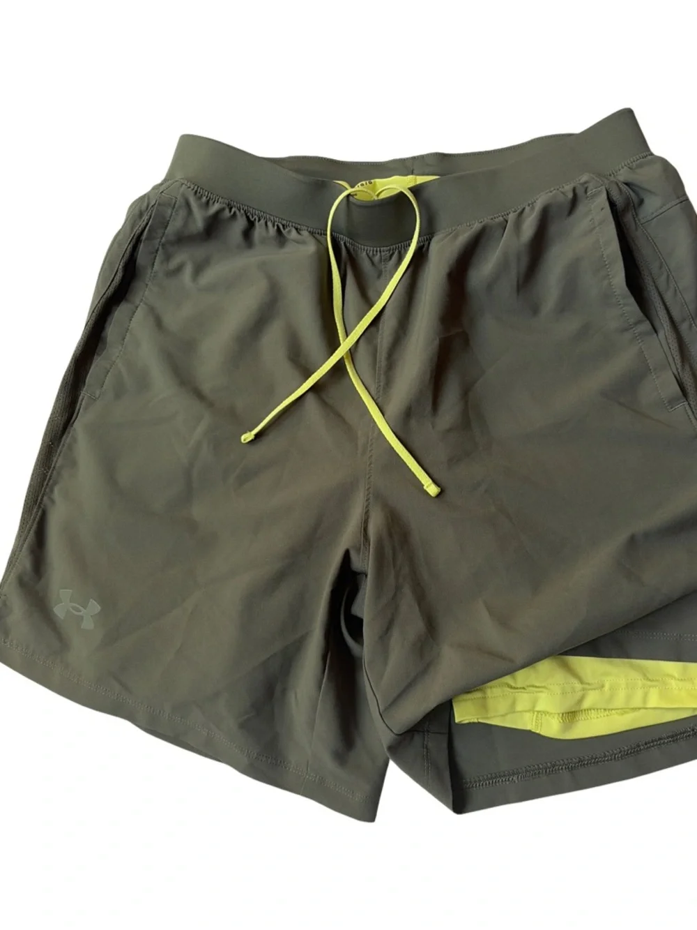 Under Armour Yellow and Olive Green Performance Shorts